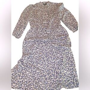 Lauren Ralph Lauren Dress Women’s 4 Floral Navy White Spring Drawstring Midi